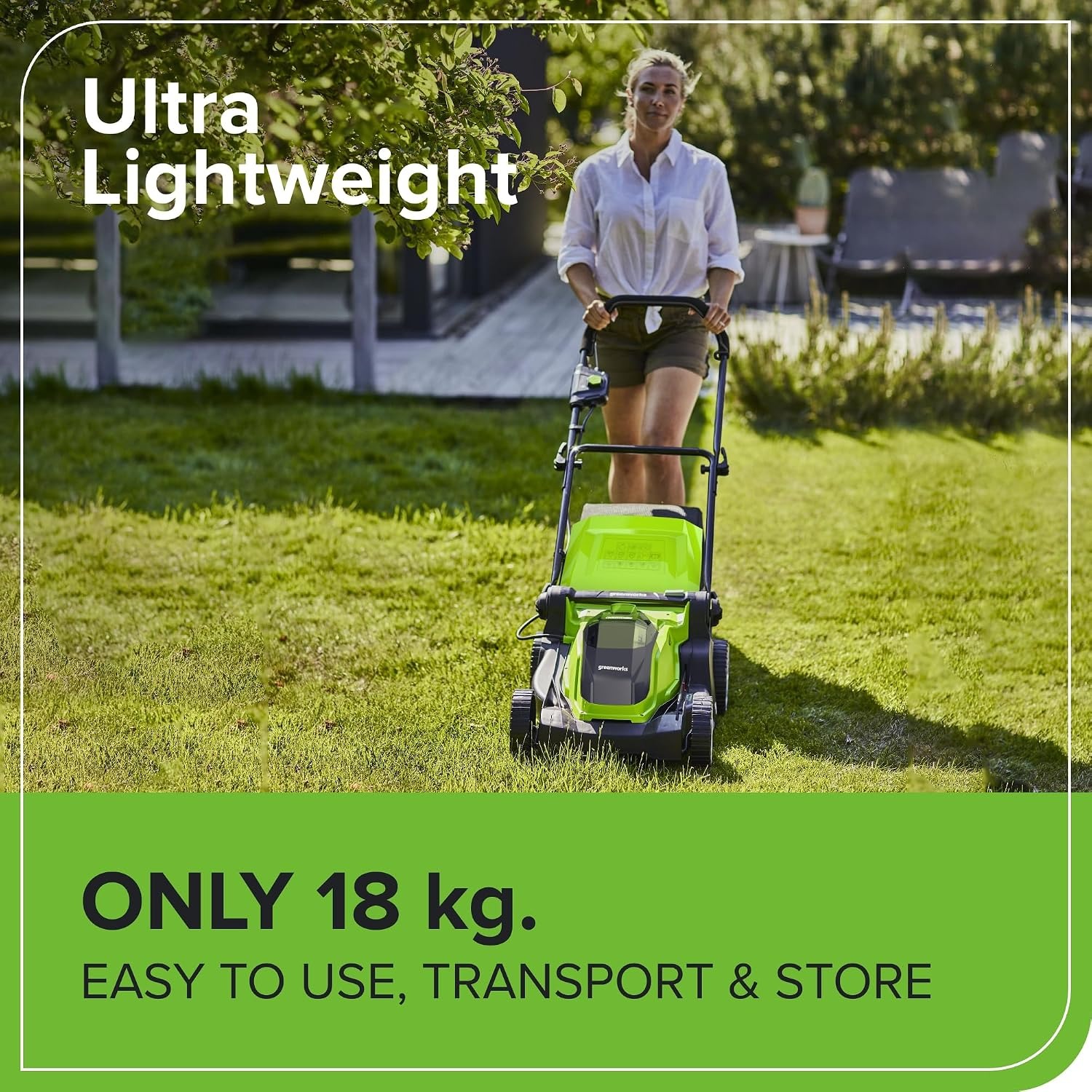 Greenworks 41cm 40V Cordless Lawn Mower with Two Batteries: image 6