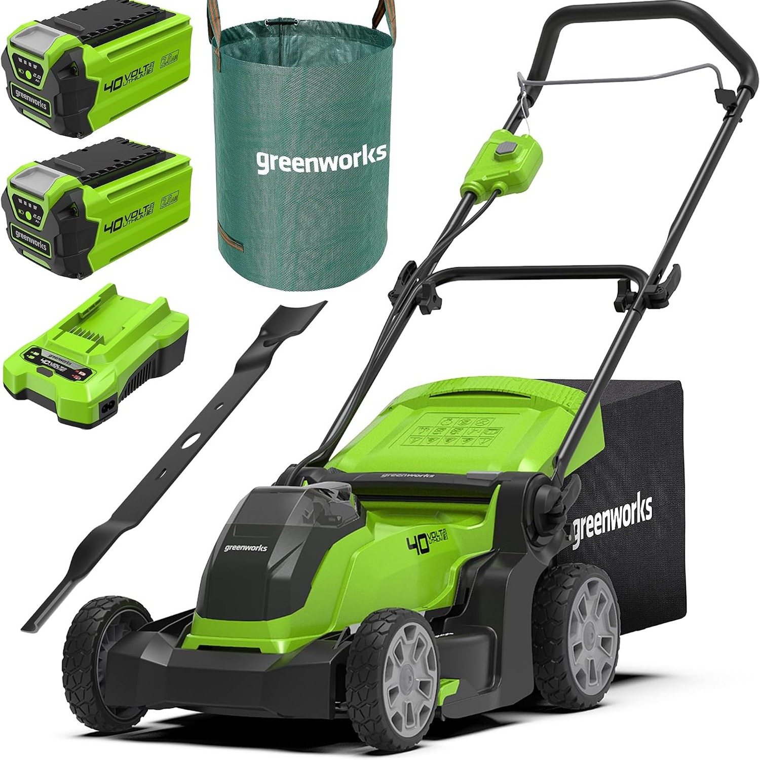 Greenworks 41cm 40V Cordless Lawn Mower with Two Batteries: image 7