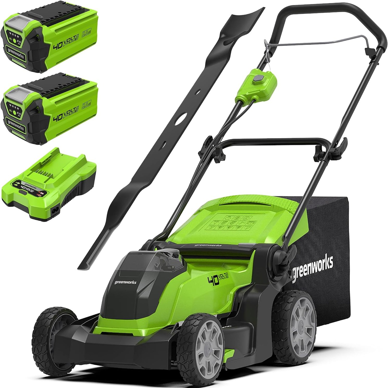 Greenworks 41cm 40V Cordless Lawn Mower with Two Batteries: image 8