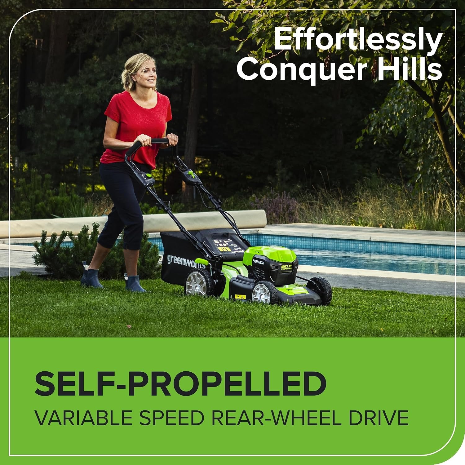 Greenworks 48V 46cm Self-Propelled Cordless Lawn Mower Kit: image 8