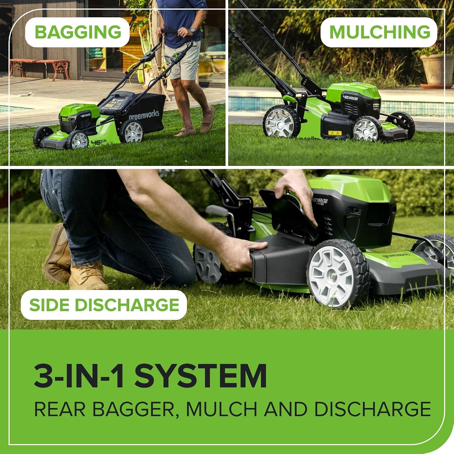 Greenworks 48V 46cm Self-Propelled Cordless Lawn Mower Kit: image 10
