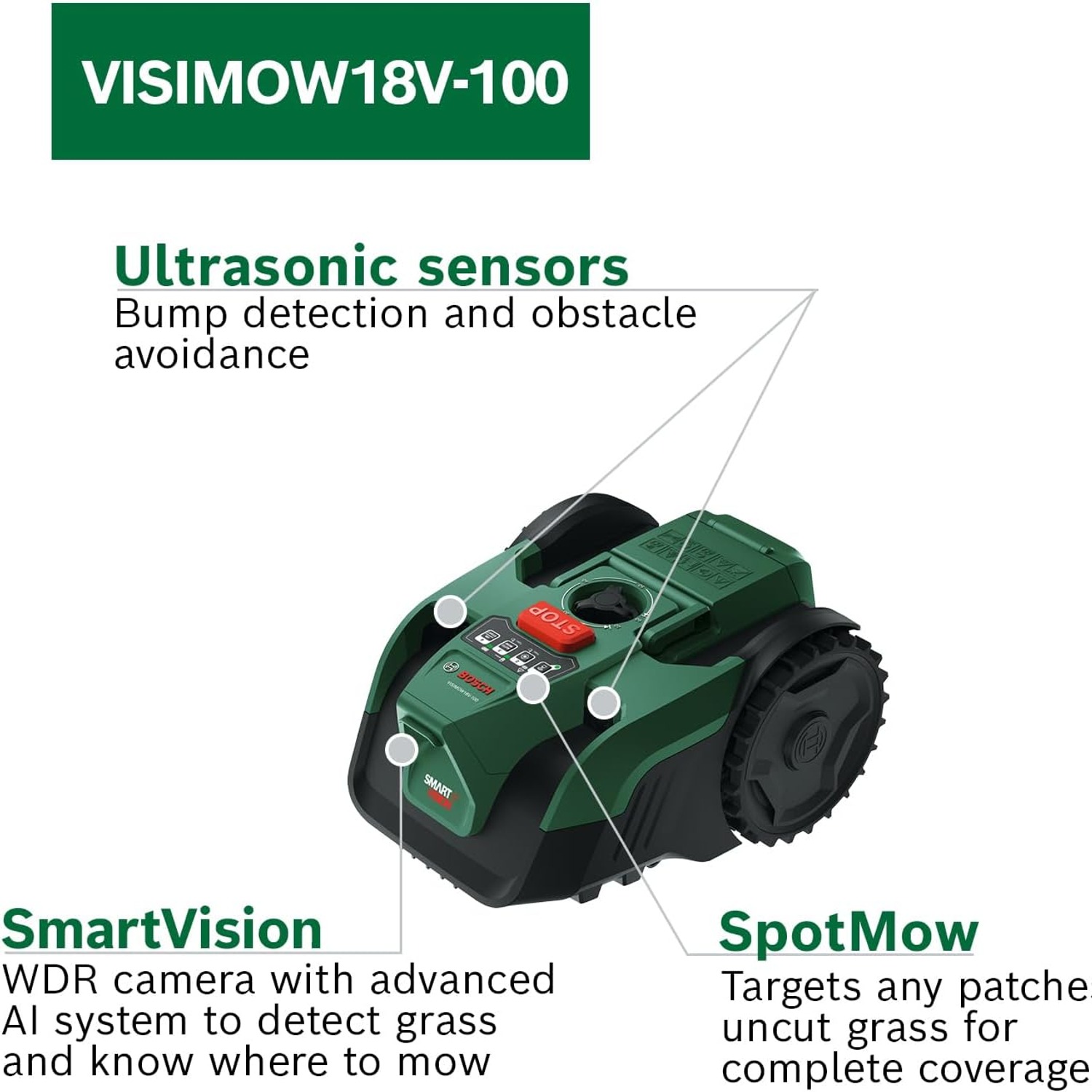 Bosch VisiMow100 18V Robot Lawn Mower Set